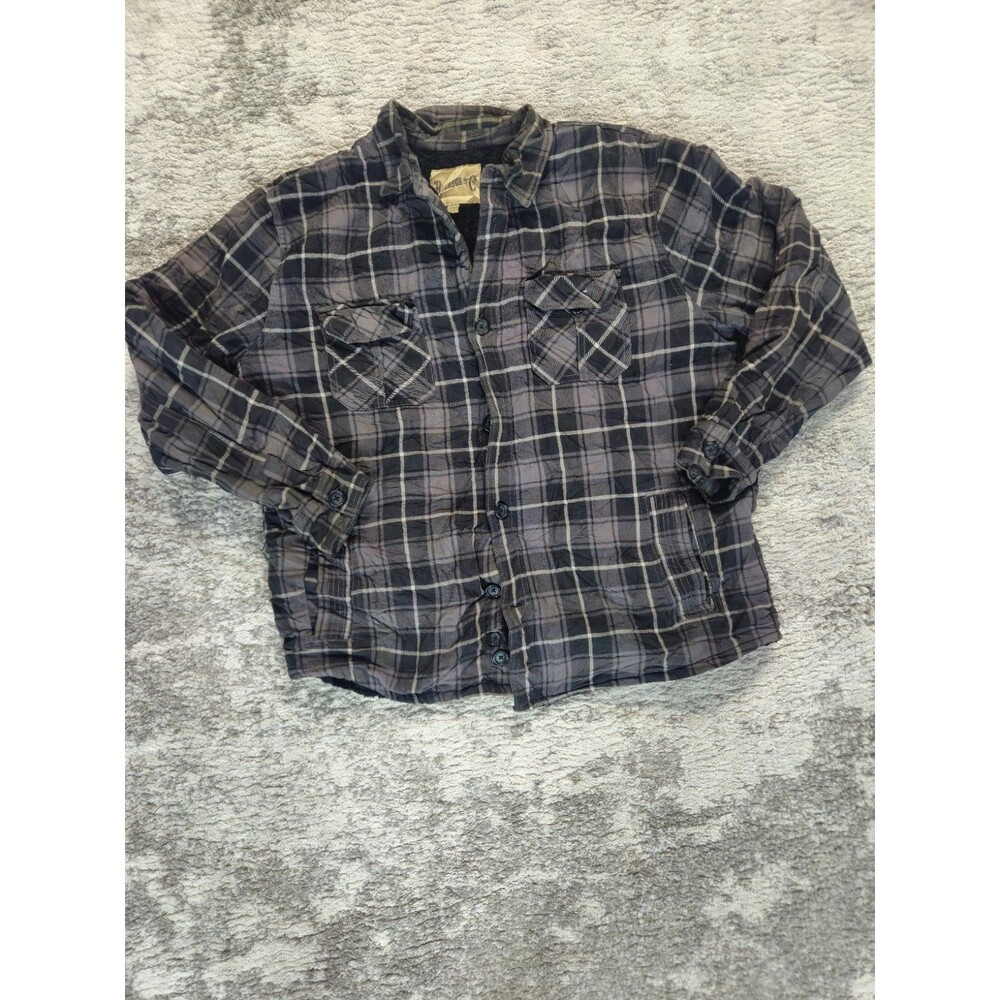 VTG Roebuck & Co. Men's Sz XL Button Cotton Flannel Jacket plaid Black/Gray
